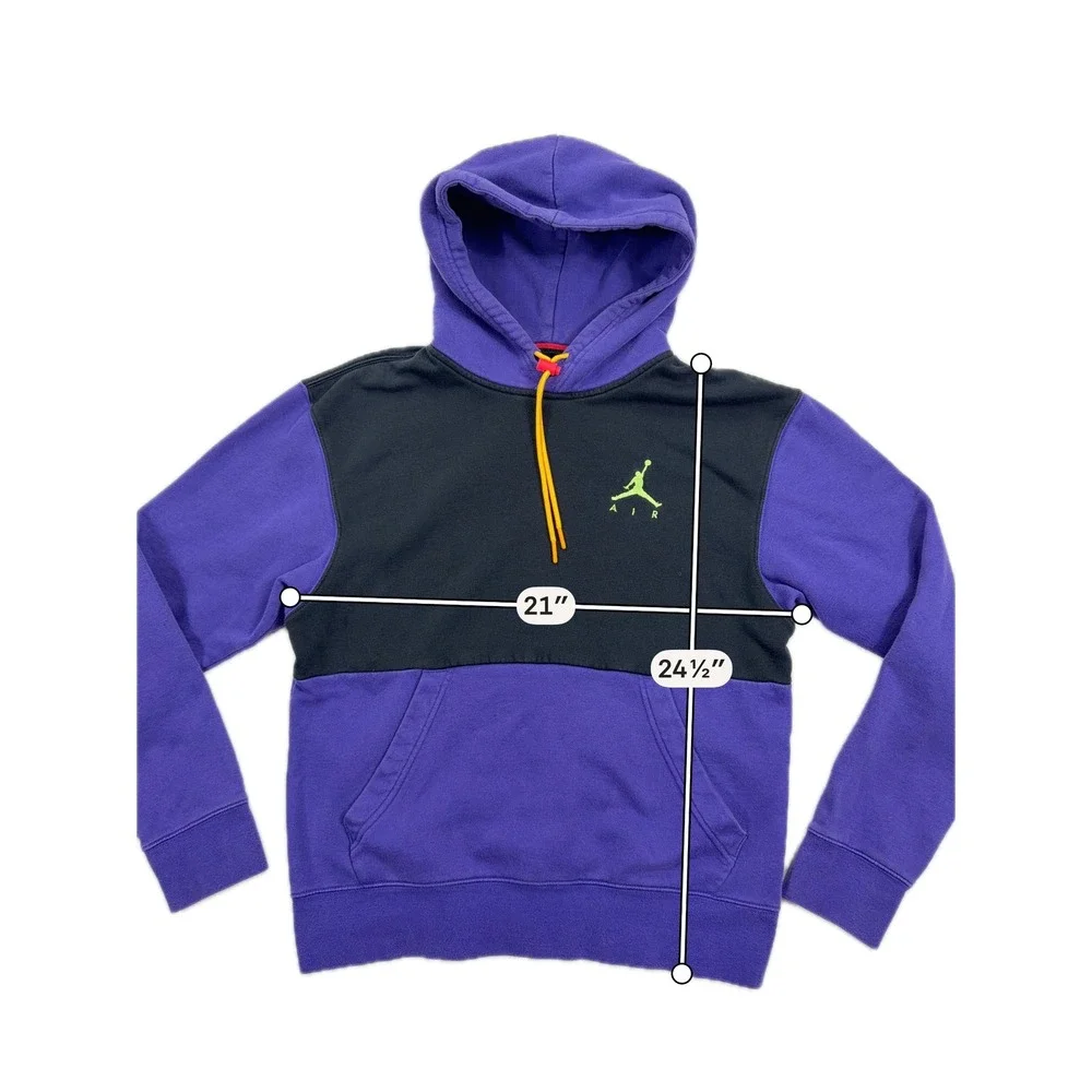 Jordan‎ Hoodie Jumpman Air Colorblock Fleece Size Small Purple Black Neon